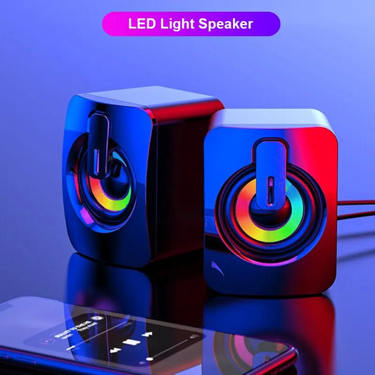 PC USB LED Speaker - Stereo HIFI Micphone Wired Desk