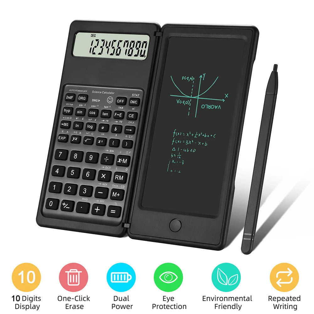 Scientific Calculator 2-in-1 Foldable - 6" LCD Drawing Tablet Desk