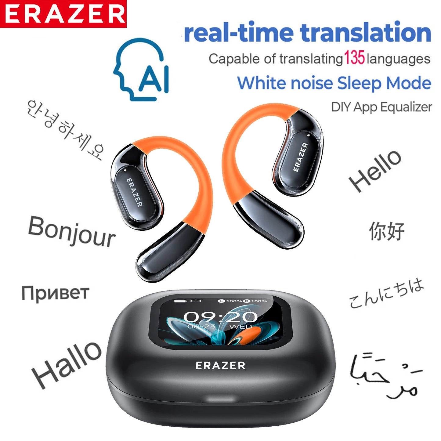 Earbuds Bluetooth HTC NE27 5.4 - AI Translator LCD Screen Noise Reduction