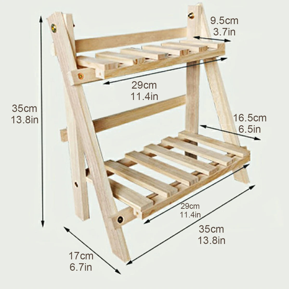 Double Foldable Wood Corner Shelf - Storage Multifunctional Bedroom Decor