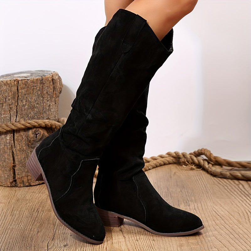 Boots Cowboy Vintage Women's - Heels Thick Mid-Calf Western Style