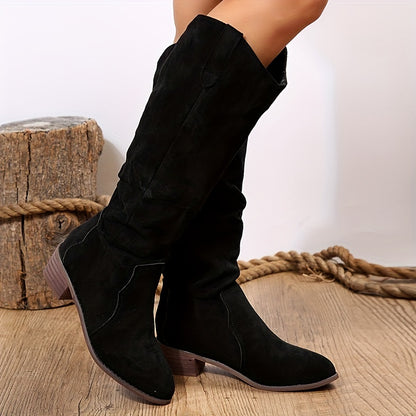 Boots Cowboy Vintage Women's - Heels Thick Mid-Calf Western Style