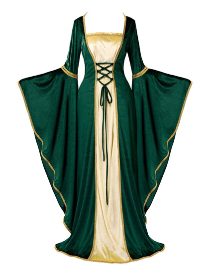 Dress Renaissance Irish Green - Costume Medieval Square Neckline