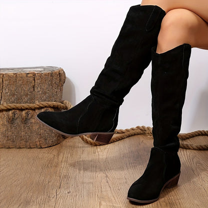 Boots Cowboy Vintage Women's - Heels Thick Mid-Calf Western Style