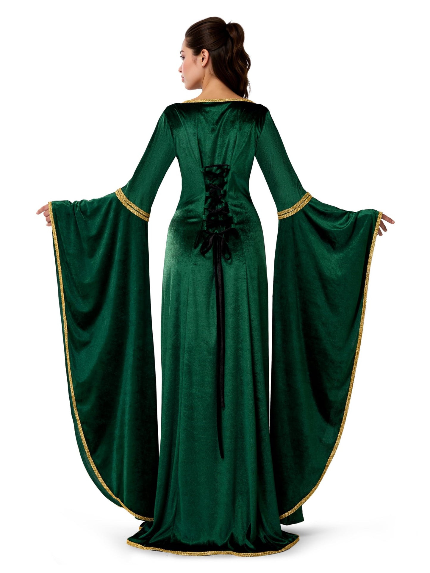 Dress Renaissance Irish Green - Costume Medieval Square Neckline