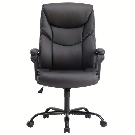 OLIXIS Leather Ergonomic Office Chair on Wheels - Lumbar Support Rotating