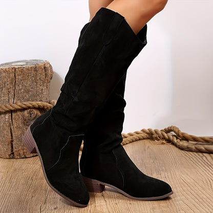 Boots Cowboy Vintage Women's - Heels Thick Mid-Calf Western Style