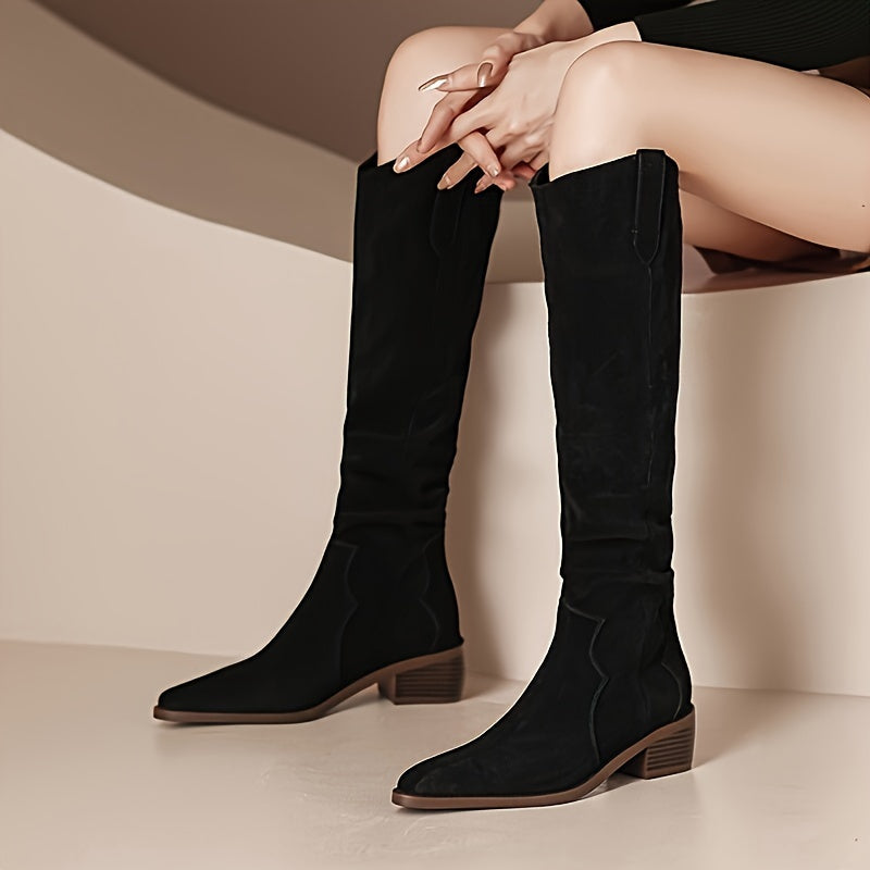 Boots Cowboy Vintage Women's - Heels Thick Mid-Calf Western Style