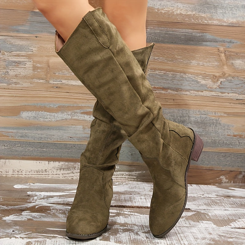 Boots Cowboy Vintage Women's - Heels Thick Mid-Calf Western Style
