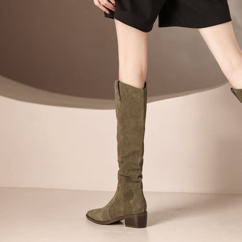 Boots Cowboy Vintage Women's - Heels Thick Mid-Calf Western Style