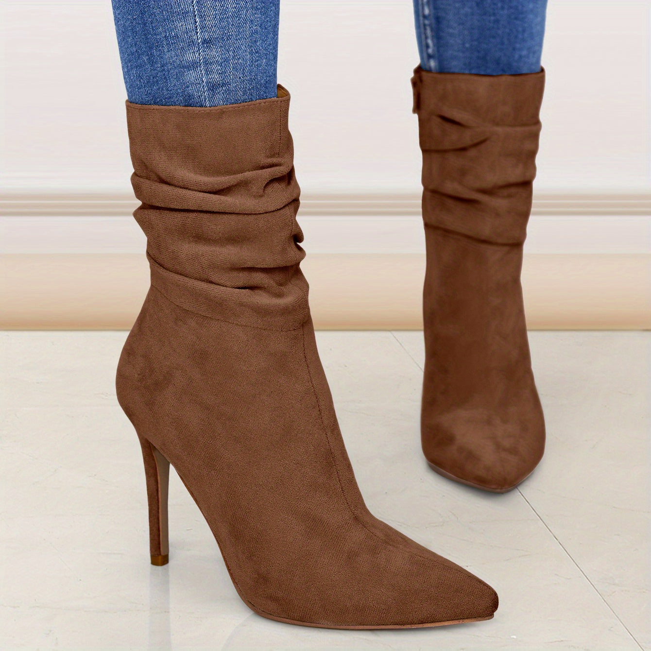 Boots Mid-Calf Women's - Zipper Comfort Casual Round Toe