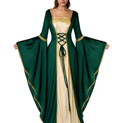 Dress Renaissance Irish Green - Costume Medieval Square Neckline