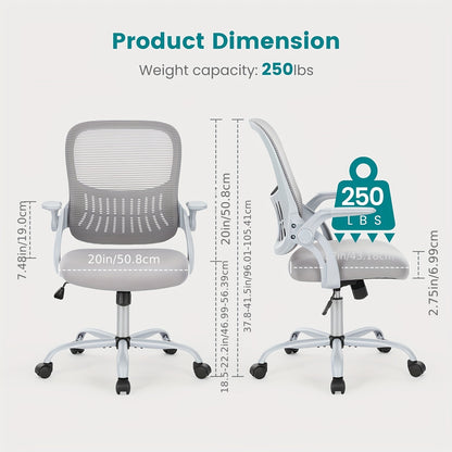 Ergonomic Mesh Office Chair on Wheels - Lumbar Support Armrests Rotating