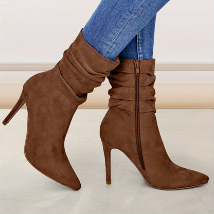 Boots Mid-Calf Women's - Zipper Comfort Casual Round Toe