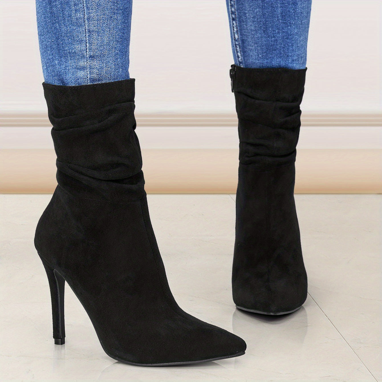 Boots Mid-Calf Women's - Zipper Comfort Casual Round Toe