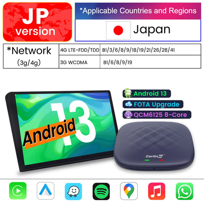 CarlinKit CarPlay Android 13 TV Box QCM6125 Octa-core Wireless CarPlay Android Auto Smart Car Ai Box for Video 4GLTE 6G 8G+128G