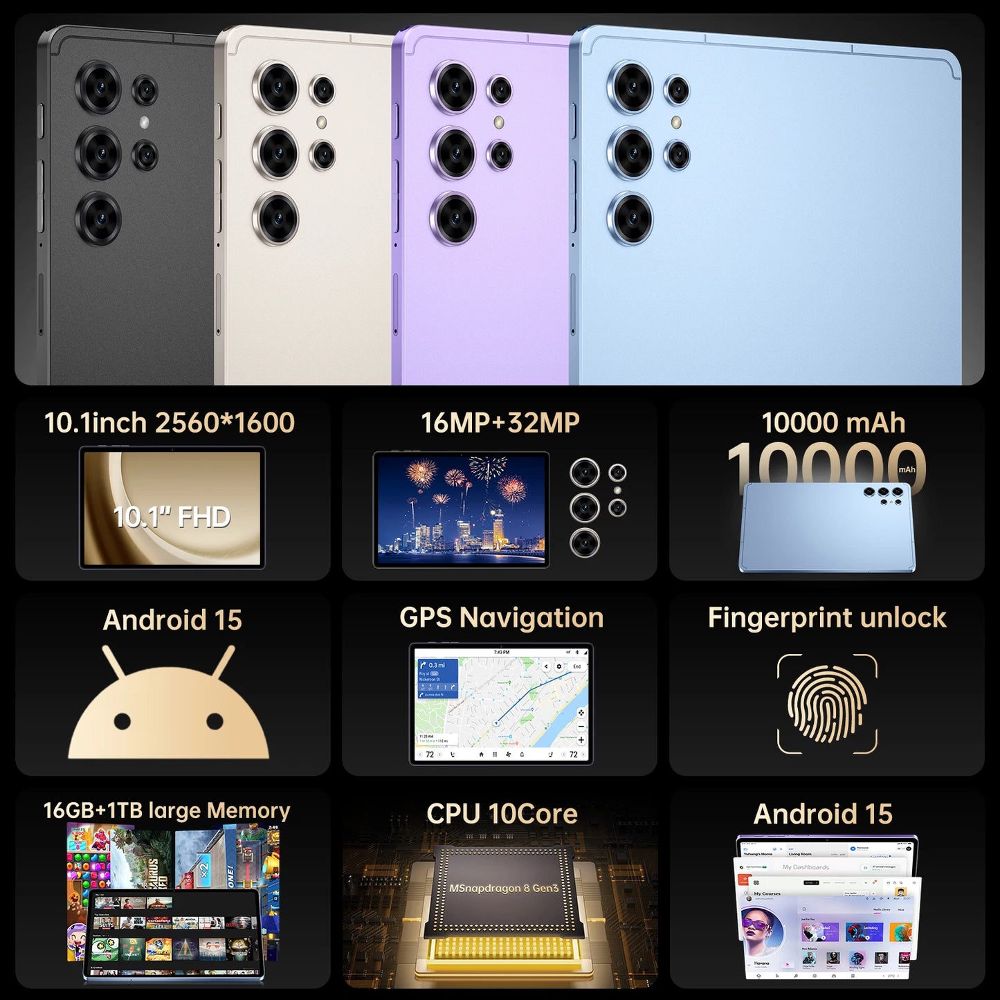 Tablet Pad 25 Ultra 2025 Snapdragon 8 Gen3 Android 15 16GB+1TB 5G - 10000mAh