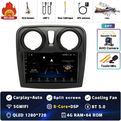 Radio Auto Android 15 Renault Sandro Logan 2 2014-2019 - 2K QLED CarPlay GPS