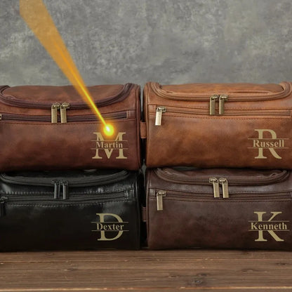 Personalized Engraved Name Makeup Pouch Waterproof - PU Leather Travel