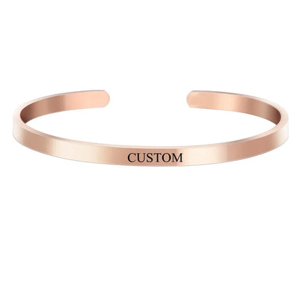 Personalized Coordinates Engraved Name Bangle - Stainless Steel Gift