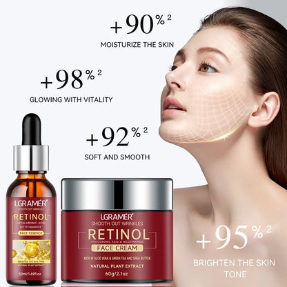 Serum Retinol + Cream Face Combo - Lifting Firming Moisturizing Anti-Aging