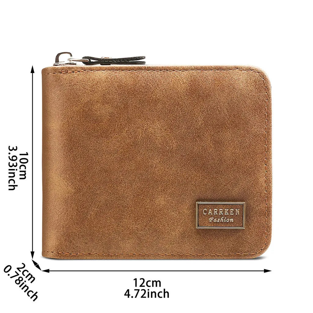 Men's Engraved Name Wallet Zipper - Coin Purse Cards Fathers Day Gift