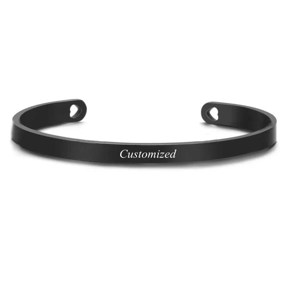 Personalized Coordinates Engraved Name Bangle - Stainless Steel Gift