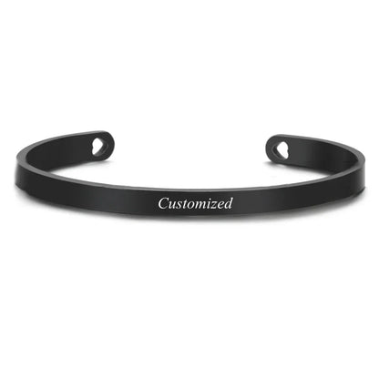 Personalized Coordinates Engraved Name Bangle - Stainless Steel Gift