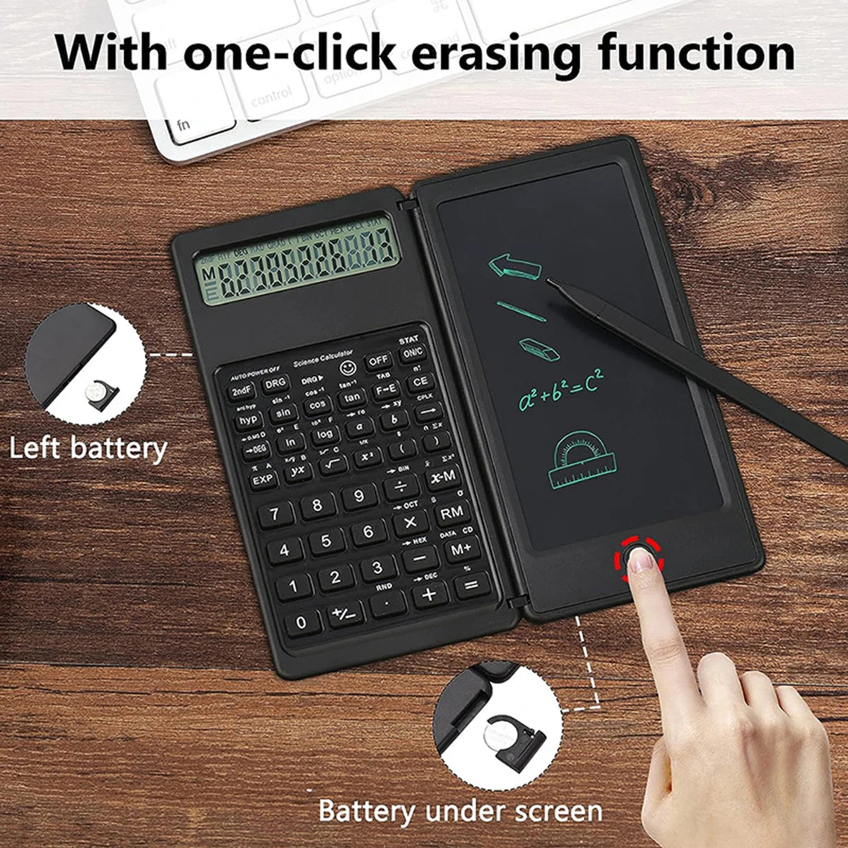 Scientific Calculator 2-in-1 Foldable - 6" LCD Drawing Tablet Desk