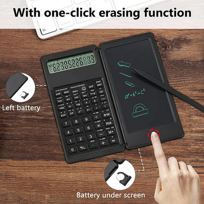 Scientific Calculator 2-in-1 Foldable - 6" LCD Drawing Tablet Desk