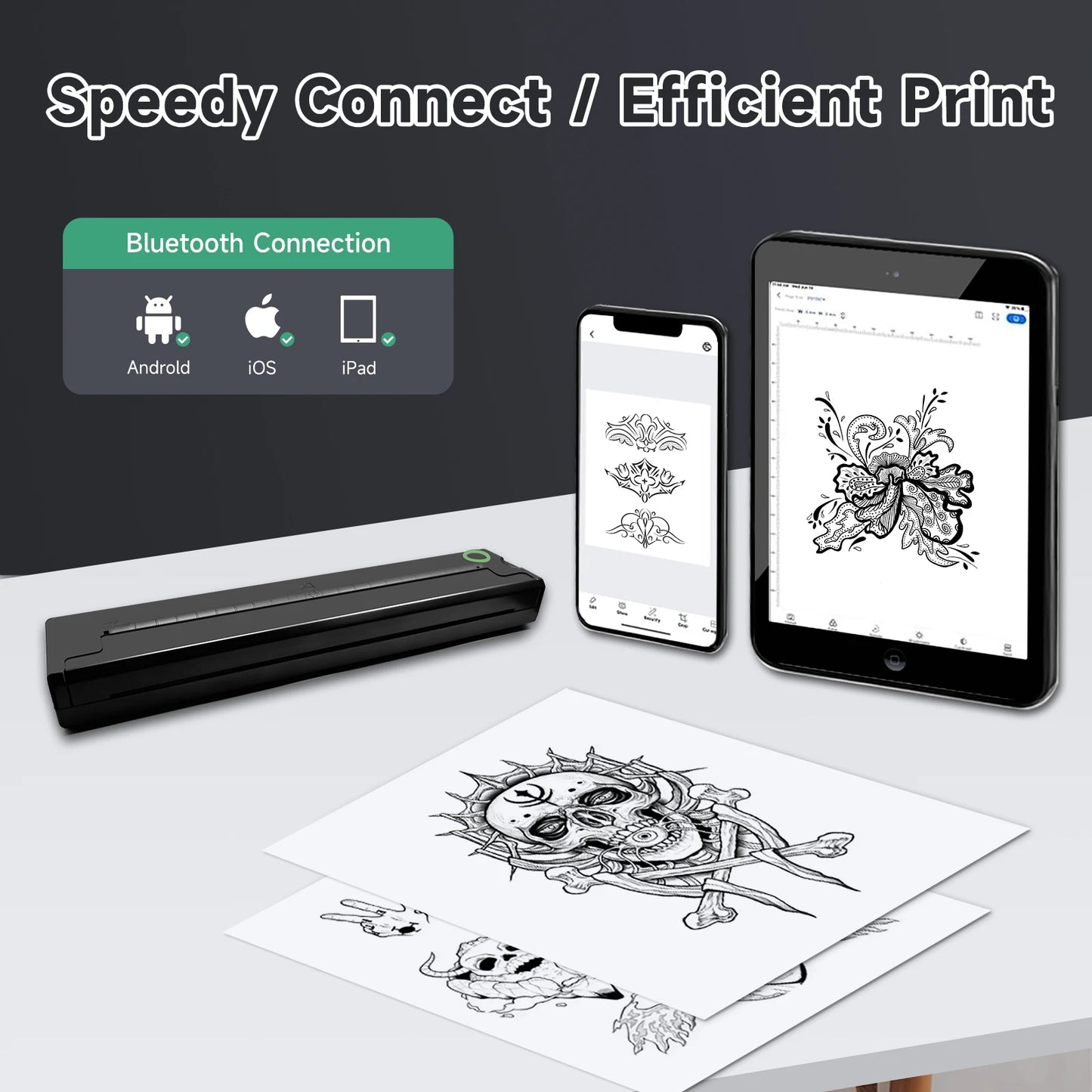 A4 Portable Inkless Bluetooth Thermal Printer - PDF Desk Tattoo Memo