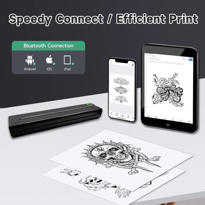 A4 Portable Inkless Bluetooth Thermal Printer - PDF Desk Tattoo Memo