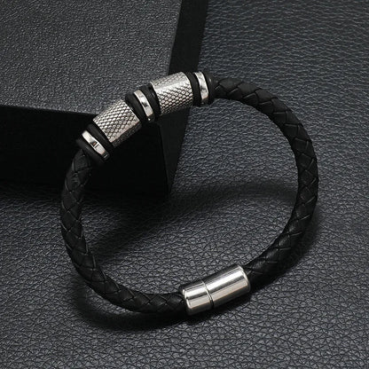 Men's Genuine Leather Magnetic Bracelet - Bangle Punk Cable Gift