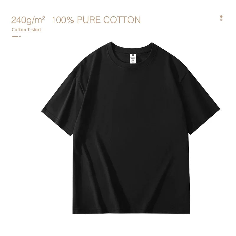 T-Shirt Men's Cotton Premium Round Collar Short Sleeve - Breathable Summer