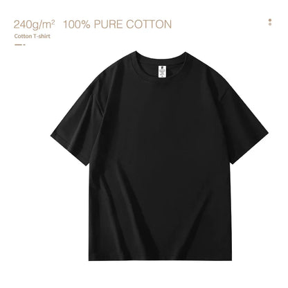 T-Shirt Men's Cotton Premium Round Collar Short Sleeve - Breathable Summer