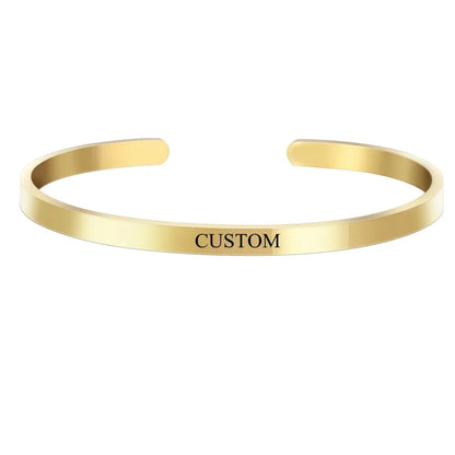 Personalized Coordinates Engraved Name Bangle - Stainless Steel Gift
