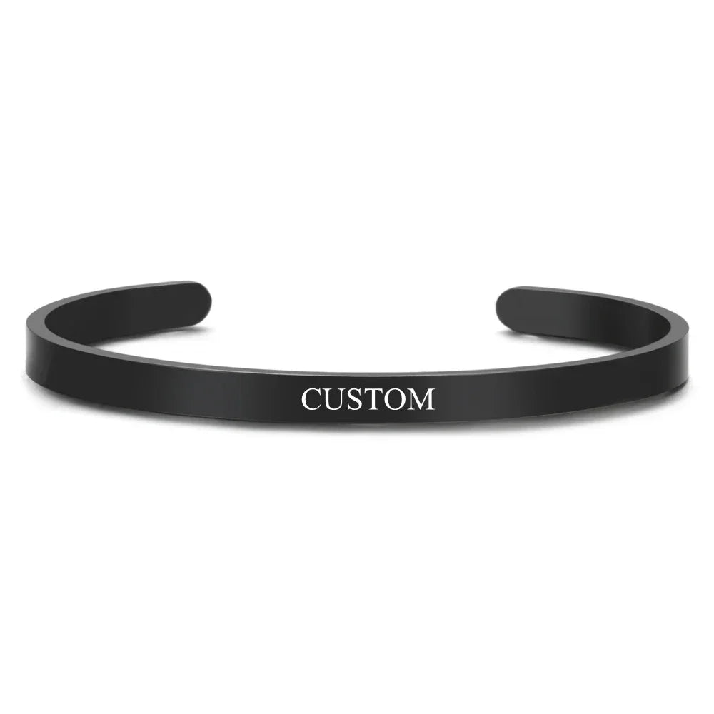 Personalized Coordinates Engraved Name Bangle - Stainless Steel Gift