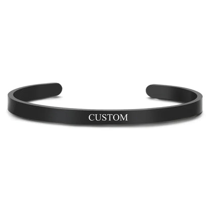 Personalized Coordinates Engraved Name Bangle - Stainless Steel Gift