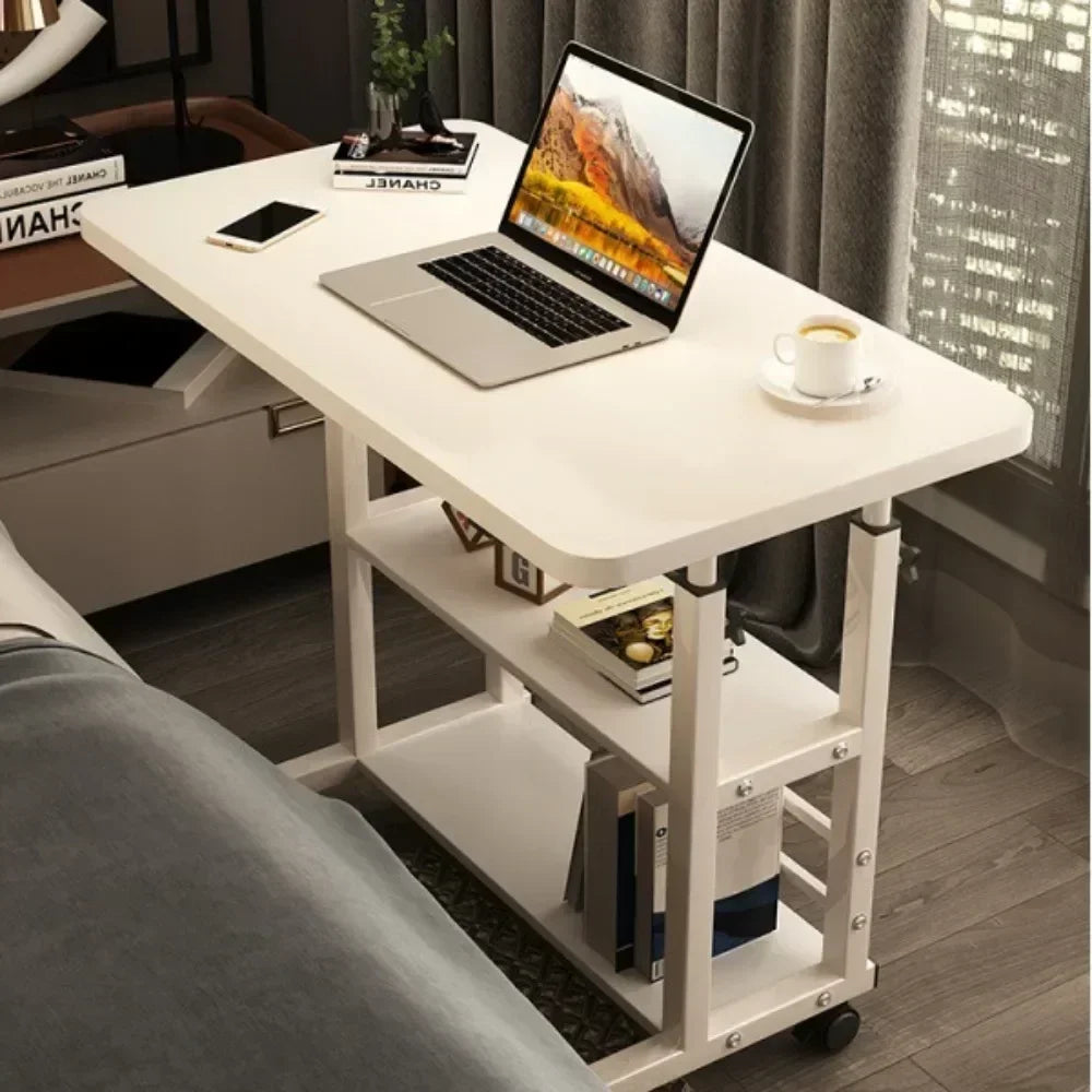 Adjustable Rolling Laptop Desk - Portable Bedside Lifting Computer Table