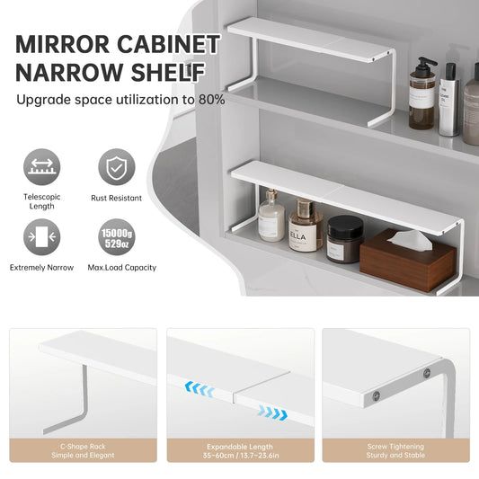 Hanging Bathroom Storage Mirror Cabinet - Basket Organizer Cosmetics