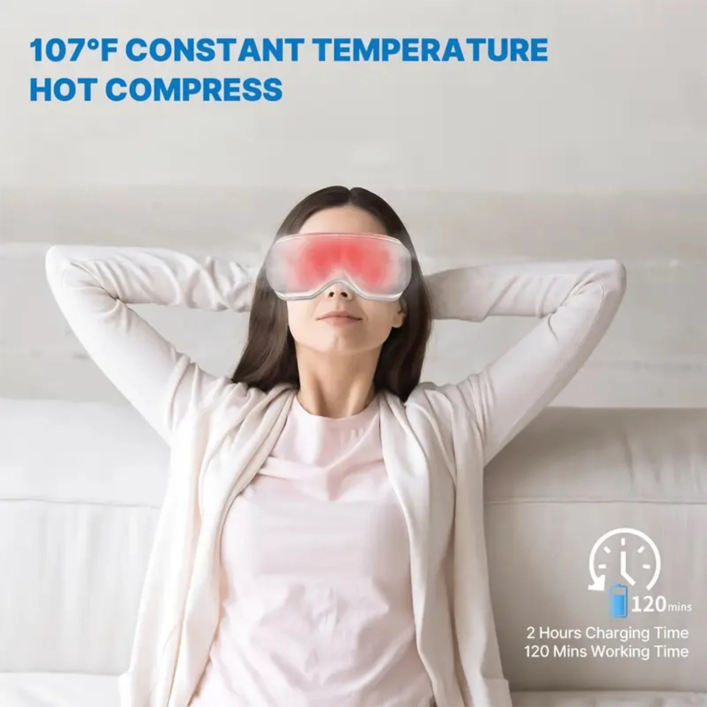 Heated Eye Massager - Eye Mask for Migraine 3-Mode Fatigue Relief