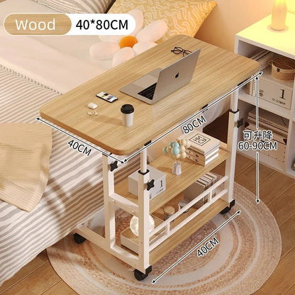 Adjustable Rolling Laptop Desk - Portable Bedside Lifting Computer Table