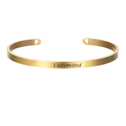 Personalized Coordinates Engraved Name Bangle - Stainless Steel Gift