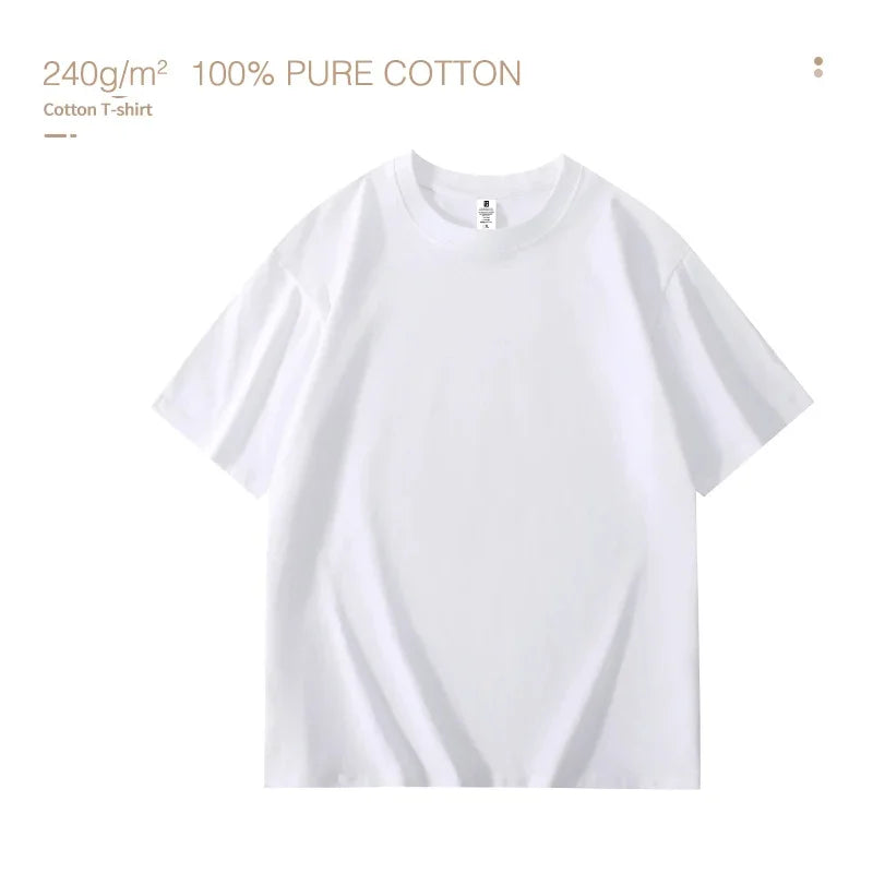 T-Shirt Men's Cotton Premium Round Collar Short Sleeve - Breathable Summer