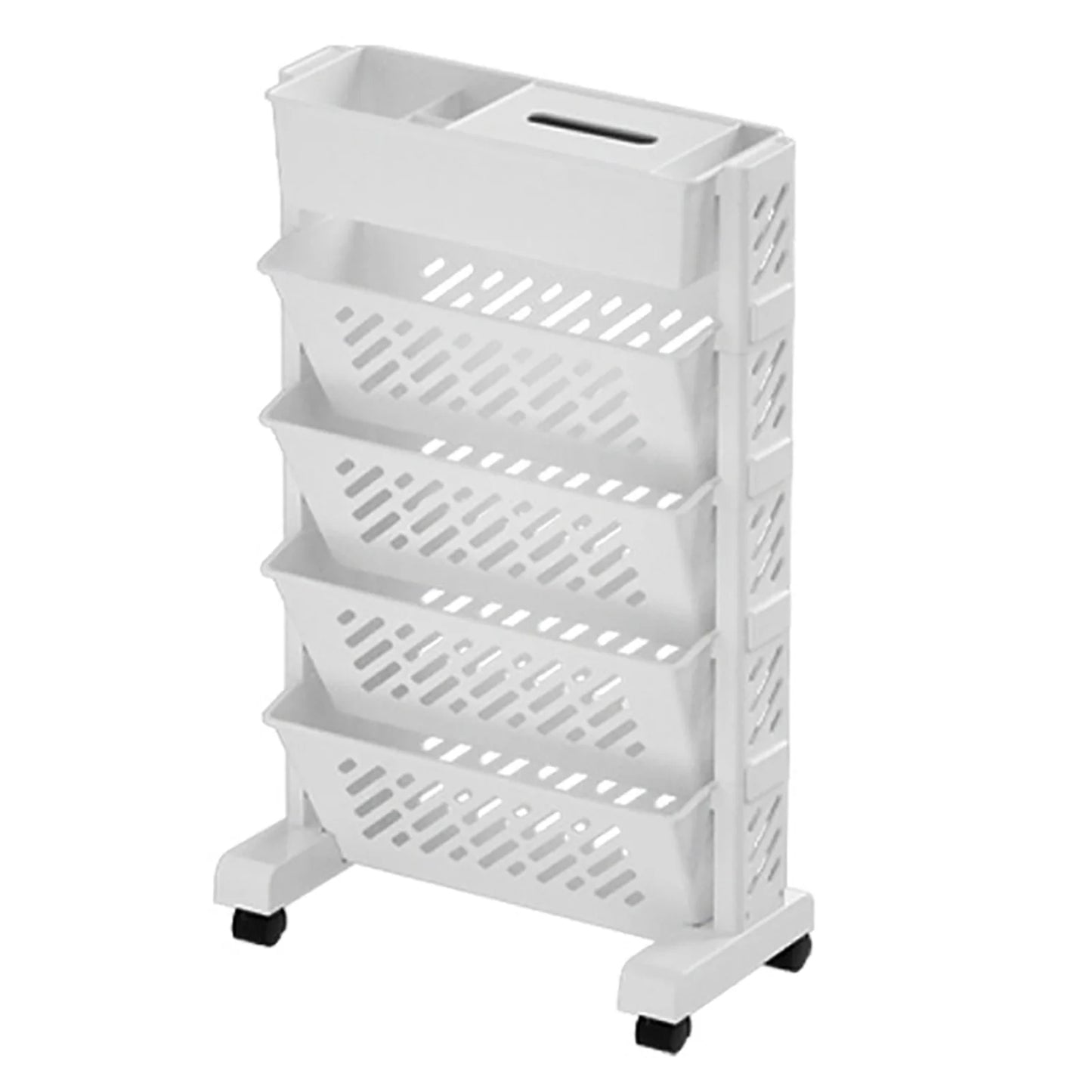 Mobile 5-Tier Rotating Bookcase - Cart Storage Books Large Capacity