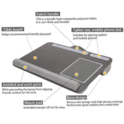 Portable Multifunctional Laptop Table - Double Groove Non-Slip Mouse Pad Sofa