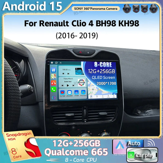 Android Auto Radio 15 Renault Clio 4 BH98 KH98 2016-2019 - 2K QLED CarPlay GPS