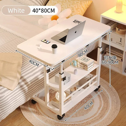Adjustable Rolling Laptop Desk - Portable Bedside Lifting Computer Table