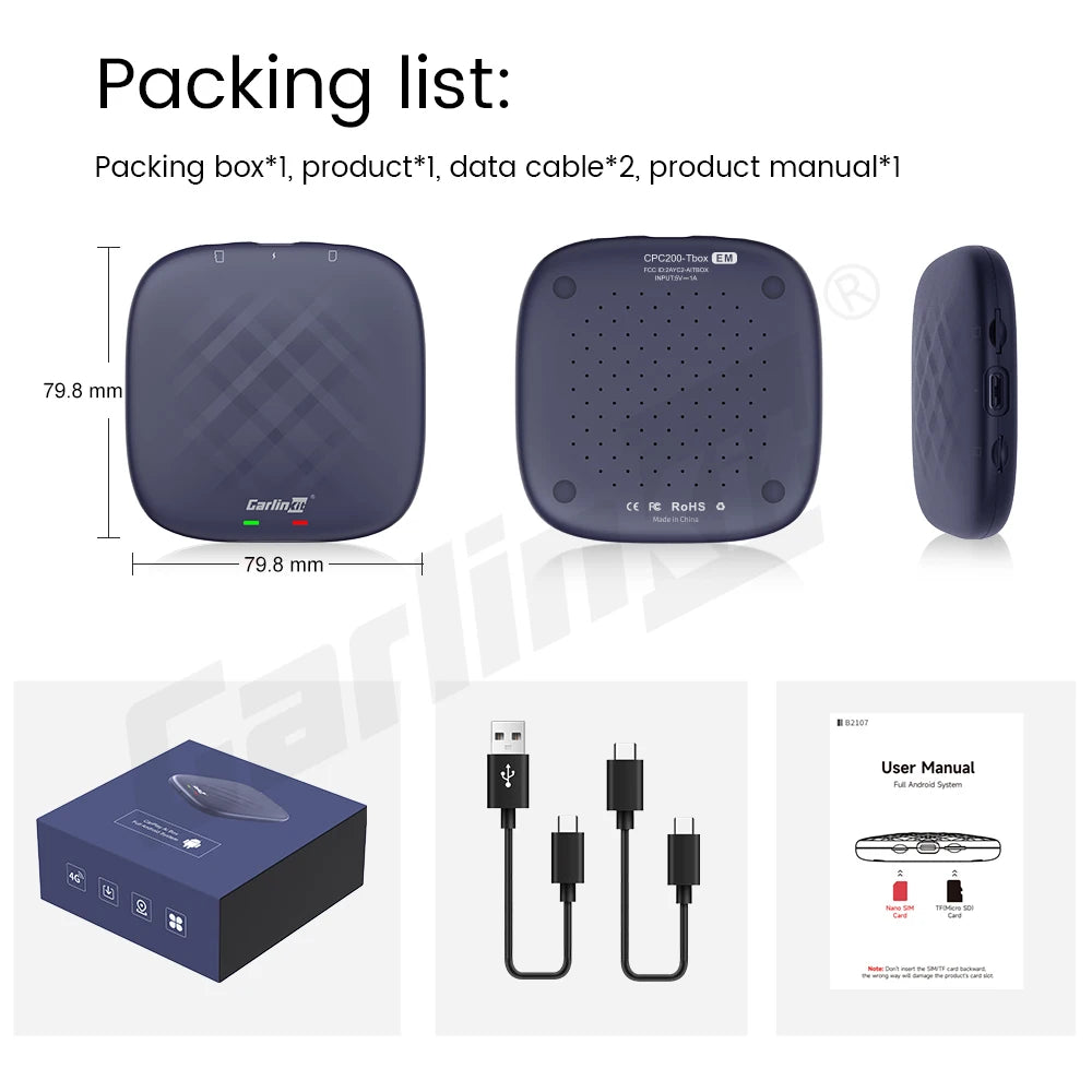 CarlinKit CarPlay Android 13 TV Box QCM6125 Octa-core Wireless CarPlay Android Auto Smart Car Ai Box for Video 4GLTE 6G 8G+128G