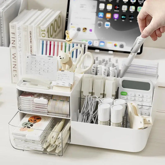 Desk Cosmetics Storage Box with Drawers - Organizer Cute Stationery